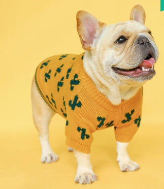 HKM-6252349 Cozy Christmas Dog Sweater in Santa Claus Red and Pearl Milk Tea Colors