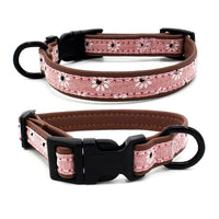 HKM-625235 Light Blue and Pink Dog Collar with Plastic Buckle - Adjustable Sizes XS to L for Comfort and Style