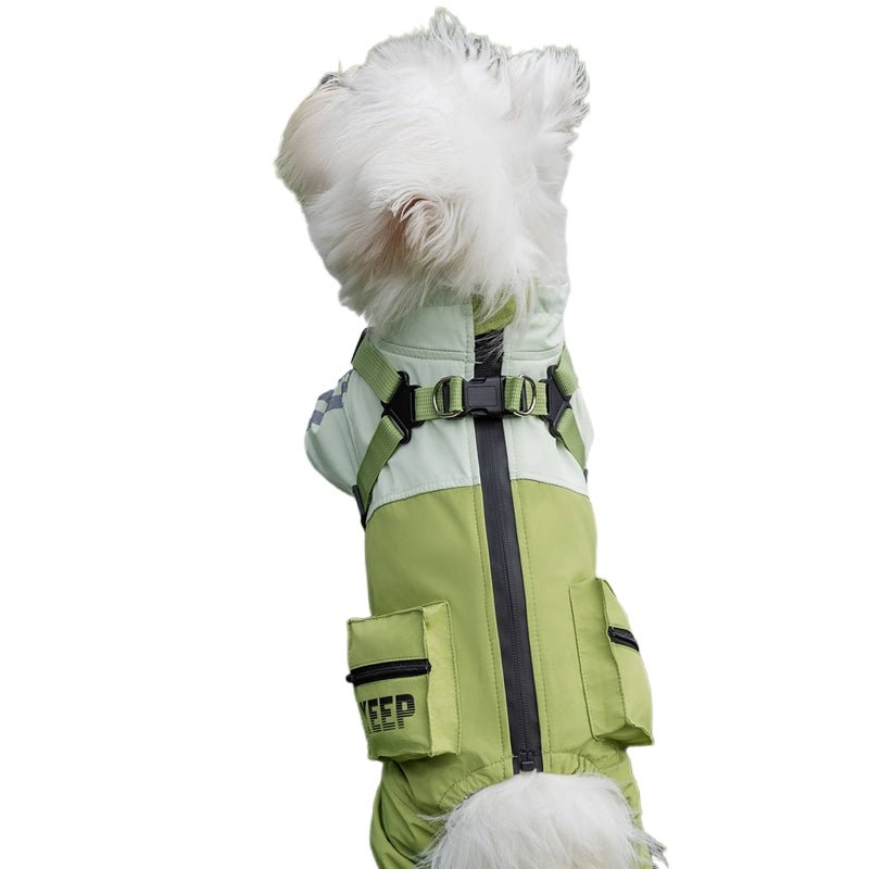 HKM-6252733 Reflective Waterproof Outdoor Jumpsuit for Small and Medium Dogs with Built-in Harness