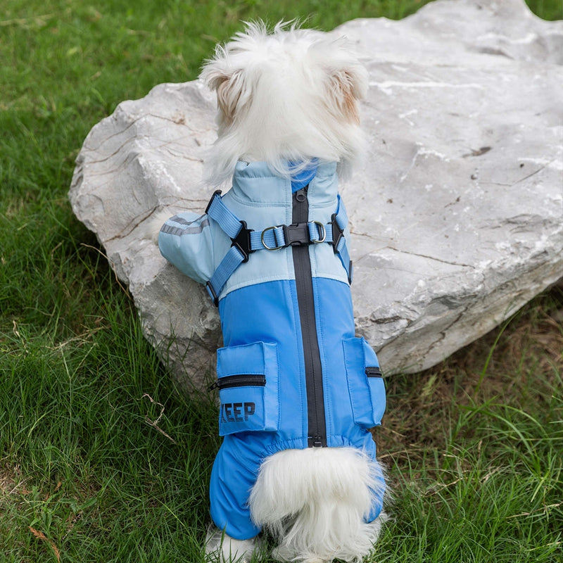 HKM-6252733 Reflective Waterproof Outdoor Jumpsuit for Small and Medium Dogs with Built-in Harness