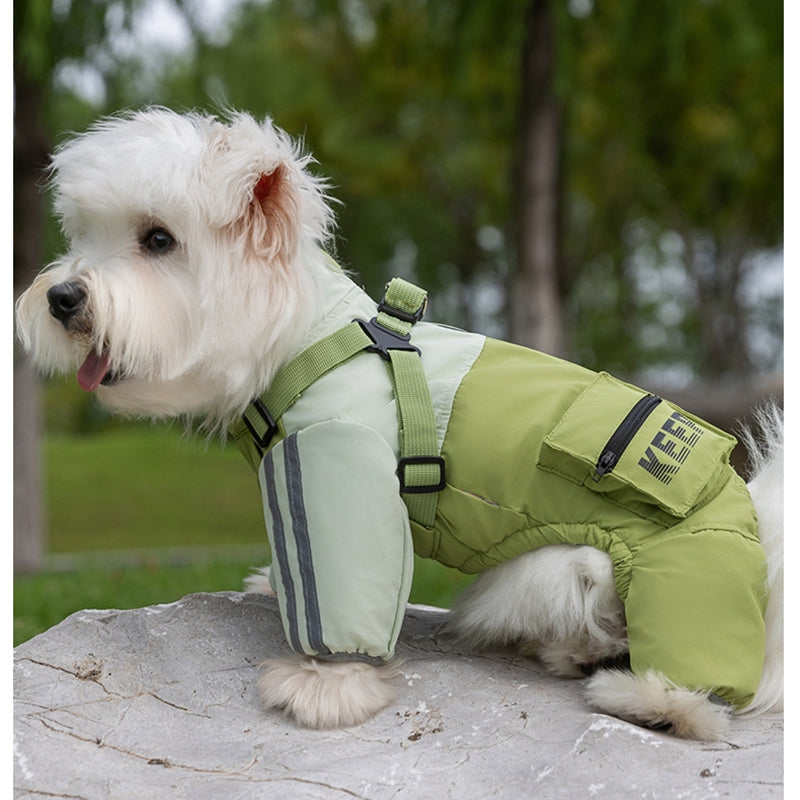 HKM-6252733 Reflective Waterproof Outdoor Jumpsuit for Small and Medium Dogs with Built-in Harness