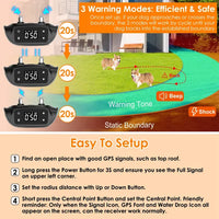 HKM-6253629 Wireless GPS Dog Fence Tracker with IPX6 Waterproof Dog Collar, 32-2887FT Radius