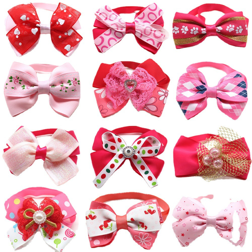 HKM-6256189 Pink Princess Style Bow Tie for Dogs and Cats - Universal Pet Accessory