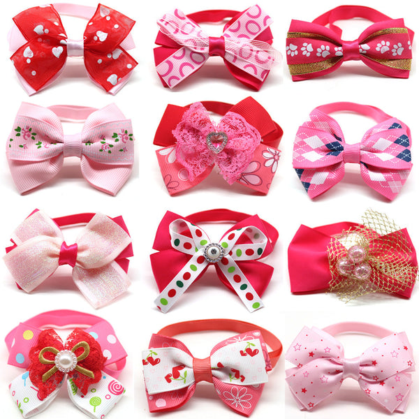 HKM-6256189 Pink Princess Style Bow Tie for Dogs and Cats - Universal Pet Accessory