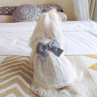 HKM-6256317 Cute Cotton Little White Dress for Pets - Princess Style Skirt in XS to XL Sizes