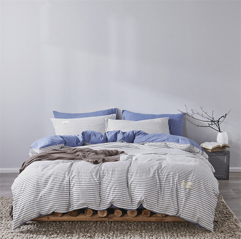 HKM-625683 Cotton Bed Linen Quilt Cover Set - 3-Piece Dormitory Bedding with Geometric Patterns for 1.2m to 2.0m Beds