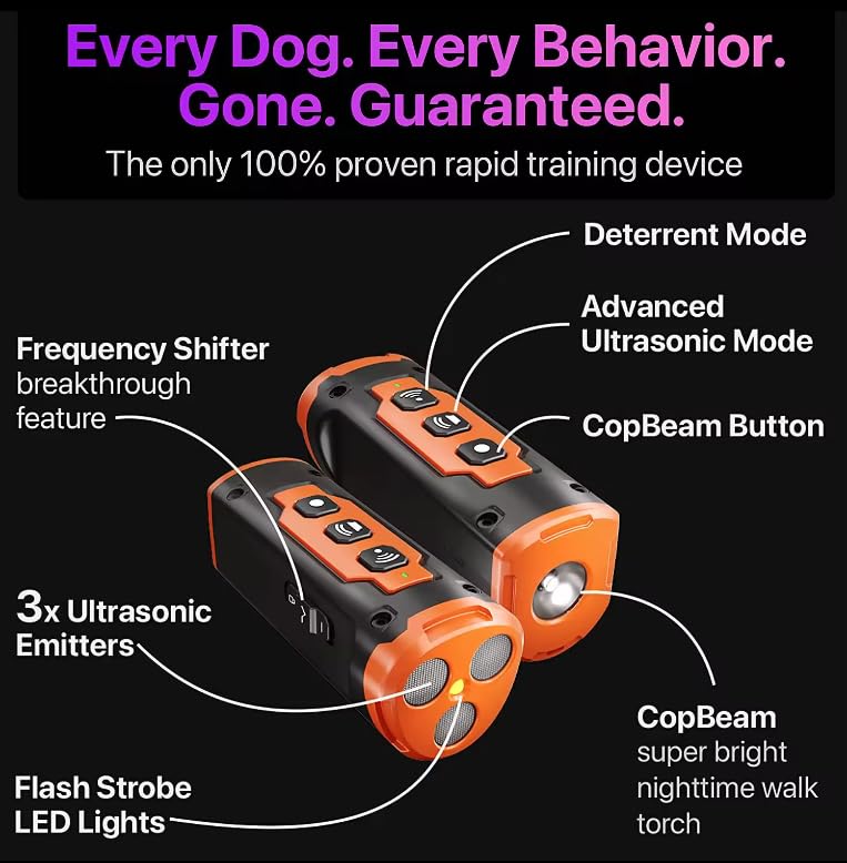 HKM-6257213 Ultrasonic Dog Bark Deterrent Device with 50ft Range for Effective Training and Behavior Modification