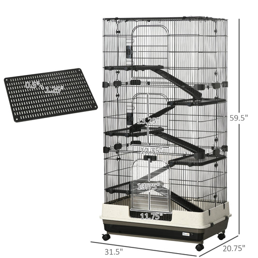 HKM-6257597 6-Tier Rolling Small Animal Cage with Spacious Living Area for Rabbits and Other Small Pets