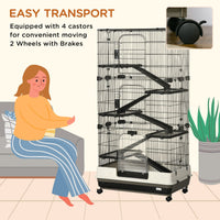 HKM-6257597 6-Tier Rolling Small Animal Cage with Spacious Living Area for Rabbits and Other Small Pets