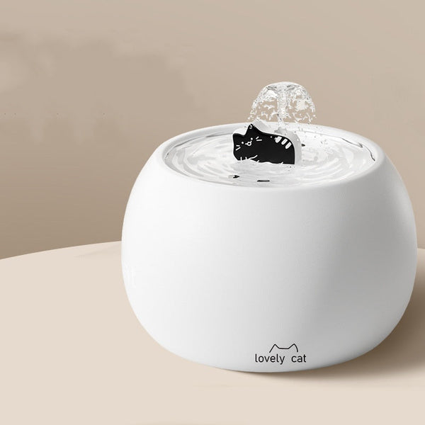 HKM-6259773 Ceramic Cartoon Kitty Pet Water Fountain - White & Black Options Available
