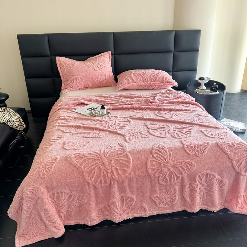 HKM-626003 Butterfly Print Cotton Wool Leisure Blanket - Various Sizes and Colors Available
