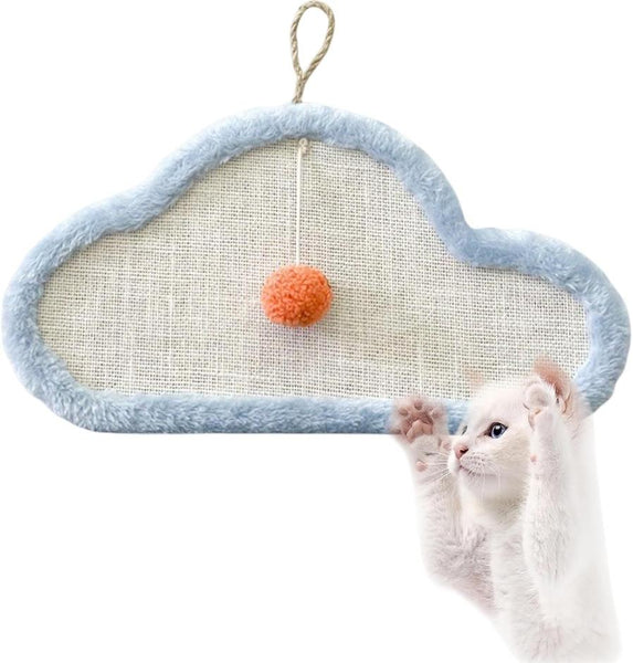 HKM-626003 Wall-Mounted Natural Sisal Cat Scratching Mat with Cute Sleeping Cat Design - Durable Indoor Furniture Protector