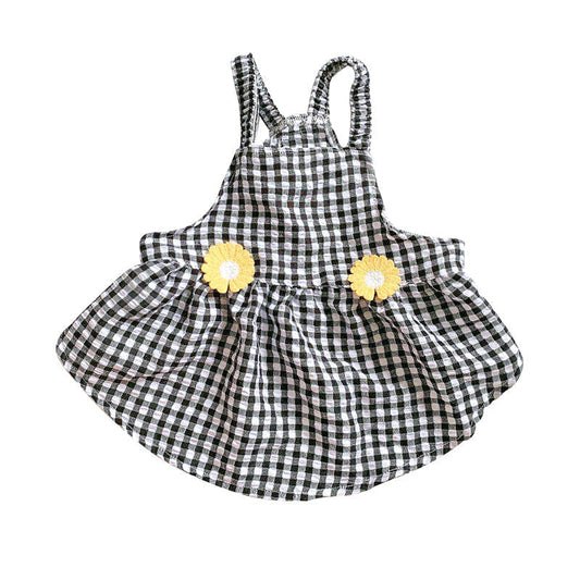 HKM-6261309 French Bucket Tutu Skirt with Adjustable Suspenders in Black and White or Green and White Lattice Design
