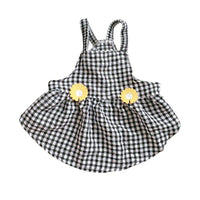 HKM-6261309 French Bucket Tutu Skirt with Adjustable Suspenders in Black and White or Green and White Lattice Design