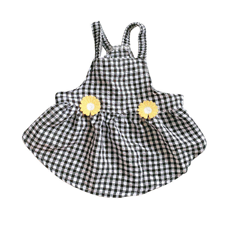 HKM-6261309 French Bucket Tutu Skirt with Adjustable Suspenders in Black and White or Green and White Lattice Design