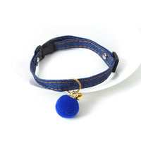HKM-6261693 Denim Pet Collar with Five-Pointed Star Pendant, Adjustable 17-30cm Size