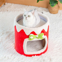 HKM-6262973 Double Layer Cat Climbing Frame and Nest for All Seasons - Green and Red Options