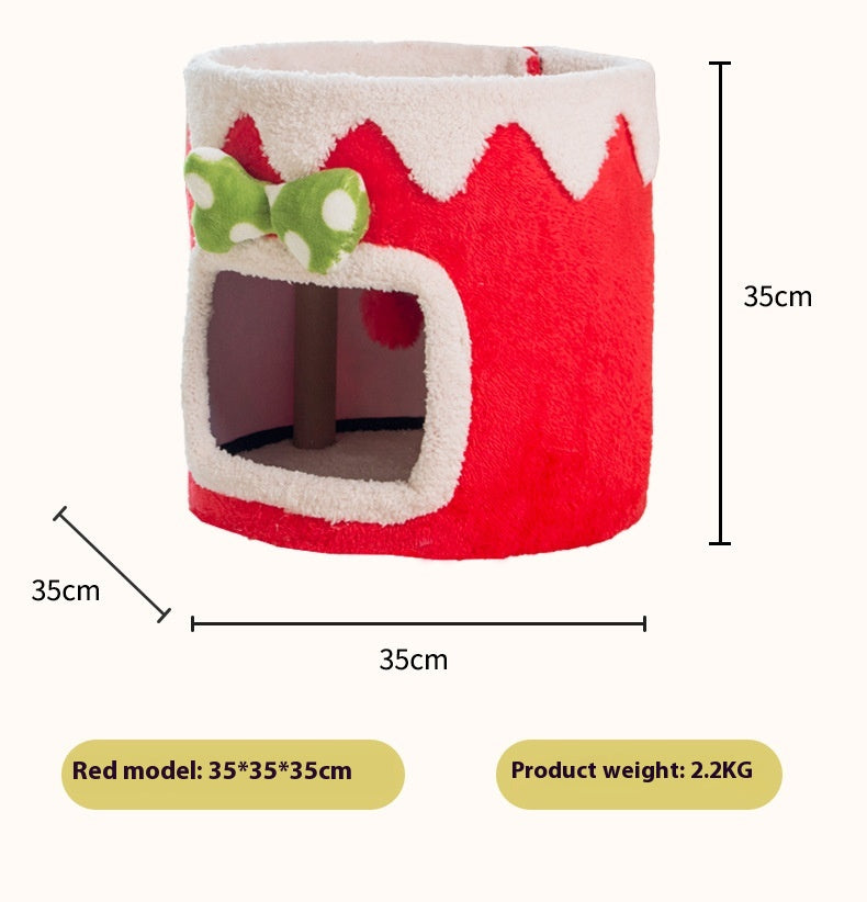 HKM-6262973 Double Layer Cat Climbing Frame and Nest for All Seasons - Green and Red Options