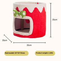 HKM-6262973 Double Layer Cat Climbing Frame and Nest for All Seasons - Green and Red Options