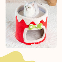HKM-6262973 Double Layer Cat Climbing Frame and Nest for All Seasons - Green and Red Options