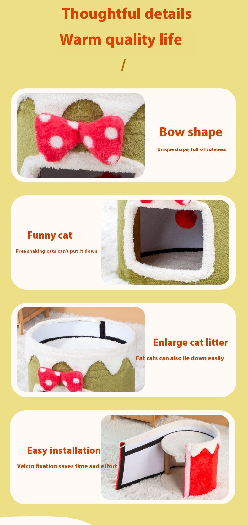 HKM-6262973 Double Layer Cat Climbing Frame and Nest for All Seasons - Green and Red Options