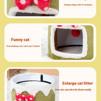 HKM-6262973 Double Layer Cat Climbing Frame and Nest for All Seasons - Green and Red Options