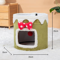 HKM-6262973 Double Layer Cat Climbing Frame and Nest for All Seasons - Green and Red Options