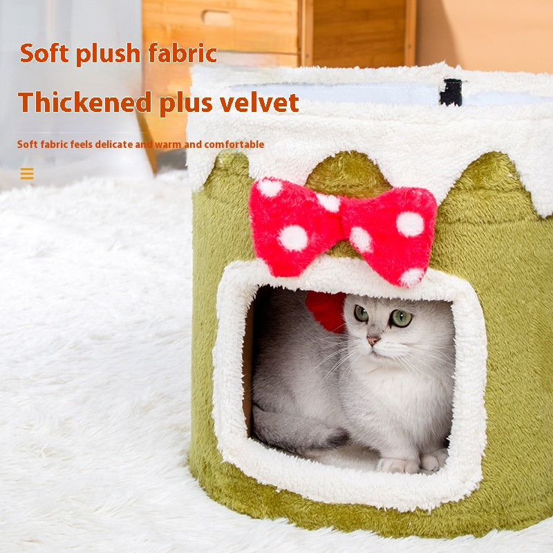 HKM-6262973 Double Layer Cat Climbing Frame and Nest for All Seasons - Green and Red Options