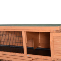 HKM-6263357 2-Story Wooden Rabbit Hutch with Lockable Doors and Waterproof Roof, Ideal Habitat for Small Animals