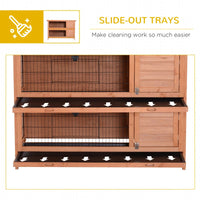 HKM-6263357 2-Story Wooden Rabbit Hutch with Lockable Doors and Waterproof Roof, Ideal Habitat for Small Animals