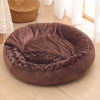 HKM-6263741 Warm Winter Semi-Enclosed Pet Nest - Soft Corn and Rose Velvet Options Available in Various Sizes