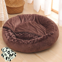 HKM-6263741 Warm Winter Semi-Enclosed Pet Nest - Soft Corn and Rose Velvet Options Available in Various Sizes