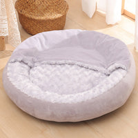 HKM-6263741 Warm Winter Semi-Enclosed Pet Nest - Soft Corn and Rose Velvet Options Available in Various Sizes