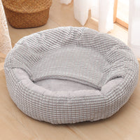 HKM-6263741 Warm Winter Semi-Enclosed Pet Nest - Soft Corn and Rose Velvet Options Available in Various Sizes