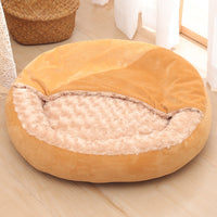 HKM-6263741 Warm Winter Semi-Enclosed Pet Nest - Soft Corn and Rose Velvet Options Available in Various Sizes