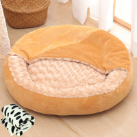 HKM-6263741 Warm Winter Semi-Enclosed Pet Nest - Soft Corn and Rose Velvet Options Available in Various Sizes