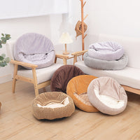 HKM-6263741 Warm Winter Semi-Enclosed Pet Nest - Soft Corn and Rose Velvet Options Available in Various Sizes