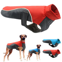 HKM-6263869 Waterproof Reflective Jacket for Large Dogs - Oxford Cloth & Fleece, Available in Blue and Red