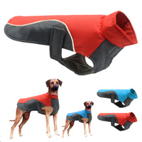 HKM-6263869 Waterproof Reflective Jacket for Large Dogs - Oxford Cloth & Fleece, Available in Blue and Red