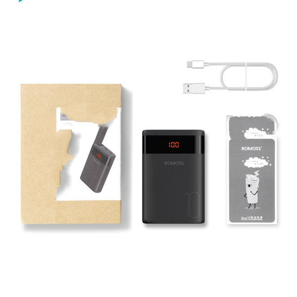 HKM-626387 10000mAh Mini Power Bank with Multi-U Port Output, Lightweight Design and Durable Plastic Shell, Black