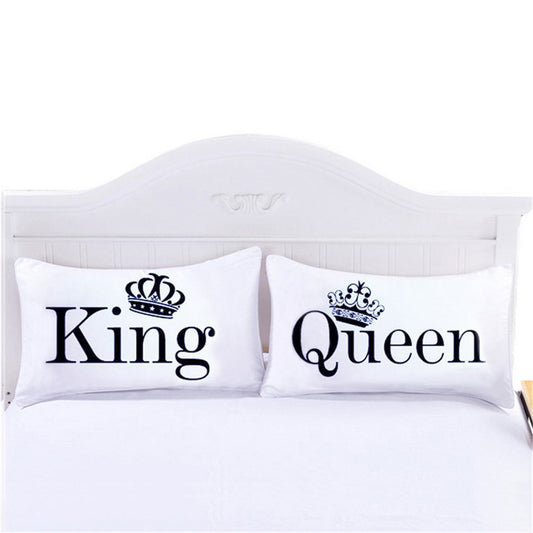 HKM-626387 Cotton Modern Couple Pillowcase Set, King/Queen Size, Korean Cute Style, 50x75 cm