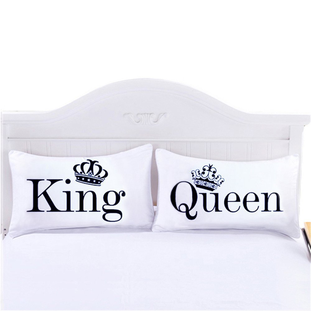 HKM-626387 Cotton Modern Couple Pillowcase Set, King/Queen Size, Korean Cute Style, 50x75 cm