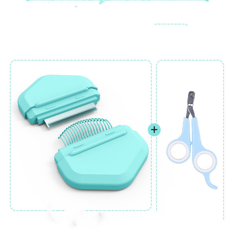 HKM-6265277 Cat Fur Cleaning Brush - Comb with Stainless Steel Teeth, ABS+PP+TPE Material, 191x77mm