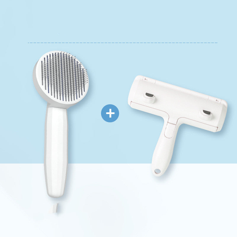 HKM-6265277 Cat Fur Cleaning Brush - Comb with Stainless Steel Teeth, ABS+PP+TPE Material, 191x77mm