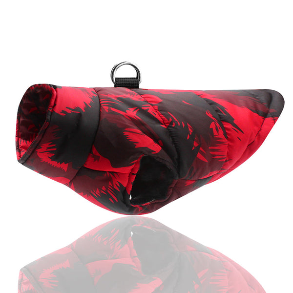 HKM-6266045 Warm Cotton Dog Coat for Big Dogs - Autumn/Winter Fashion in Rose, Red, and Black