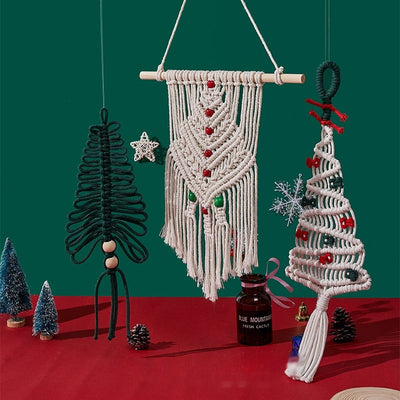 HKM-626643 Nordic Christmas Tree Woven Tapestry Wall Hanging for Home Decoration