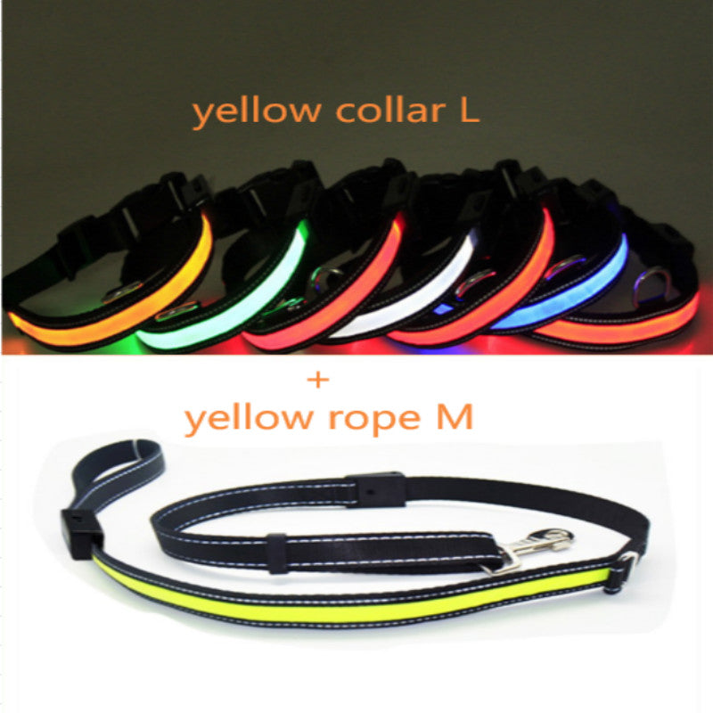 HKM-6267453 Fluorescent Adjustable Dog Collar with Solar and USB Charging ¨C Sizes S, M, L