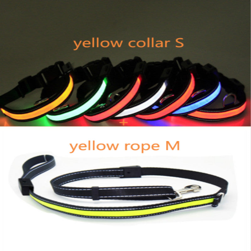 HKM-6267453 Fluorescent Adjustable Dog Collar with Solar and USB Charging ¨C Sizes S, M, L