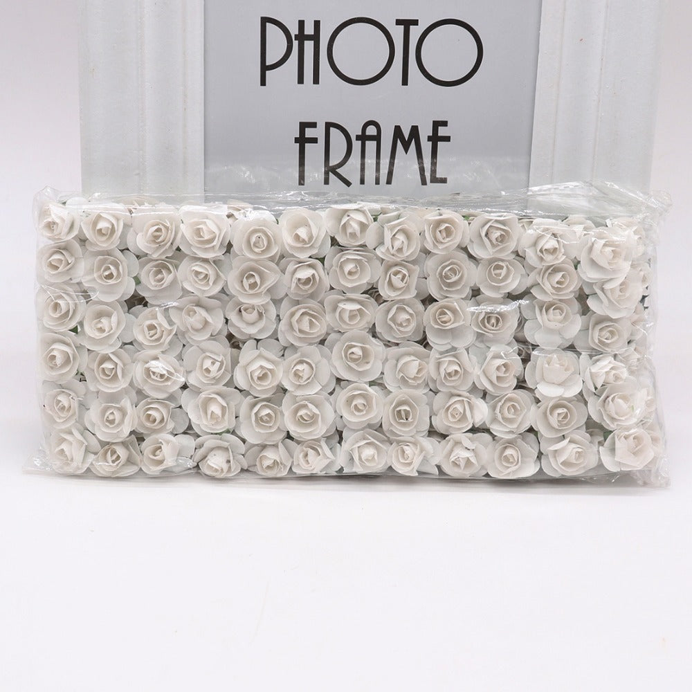 HKM-626771 Mini Artificial Paper Rose Bouquet - 144pcs 1.5-1.8cm for DIY Crafts, Wreaths, and Wedding Decor