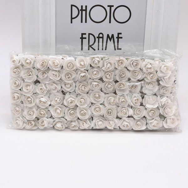 HKM-626771 Mini Artificial Paper Rose Bouquet - 144pcs 1.5-1.8cm for DIY Crafts, Wreaths, and Wedding Decor
